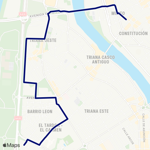 TUSSAM San Pablo - el Tardon map