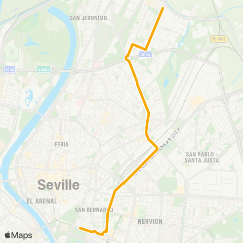 TUSSAM Linea Norte map