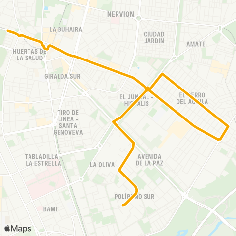 TUSSAM P.San Sebastian - Poligono Sur map