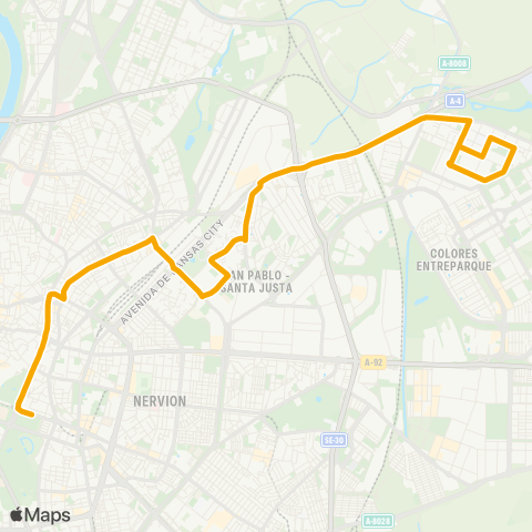 TUSSAM P.S.Sebastian - Alcosa map