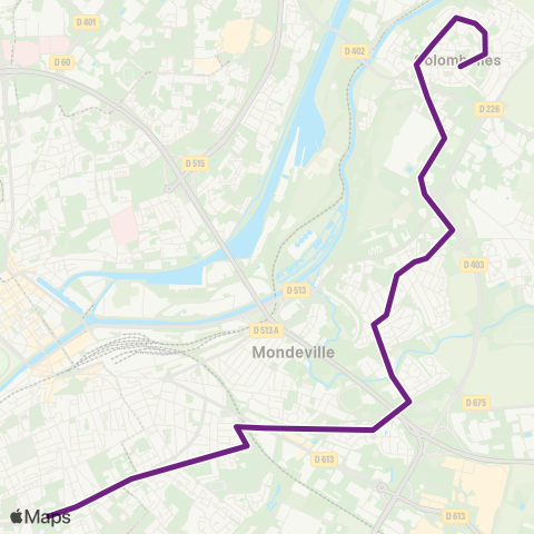 Twisto Colombelles Mairie - Caen Rostand Fresnel map