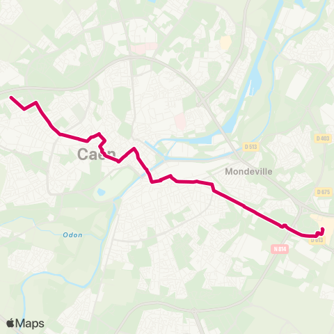 Twisto Caen Chemin Vert - Mondeville Ctre comm. map