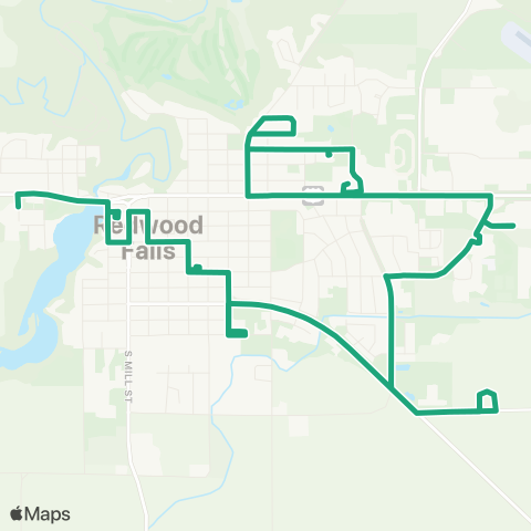 United Community Transit Redwood Falls Green Route map