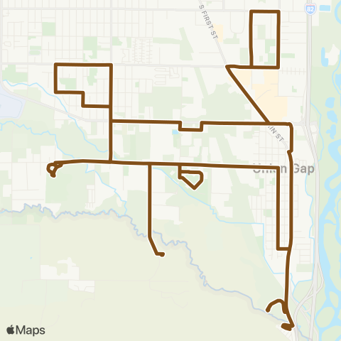 Union Gap Transit Route 1 map