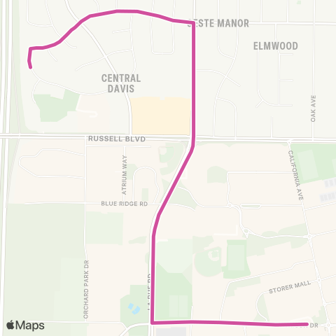 Unitrans Sycamore / Wake Forest / Cuarto Dorms map