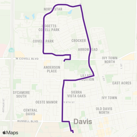 Unitrans Oak / Anderson / F St map