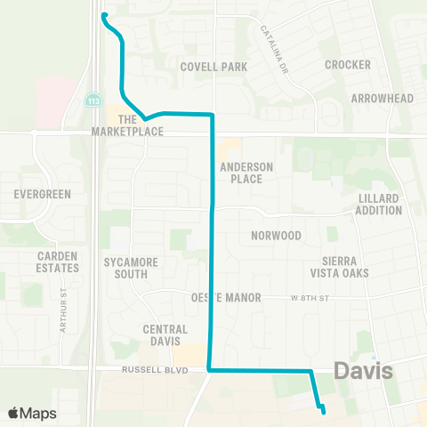 Unitrans Anderson / Alvarado / N Sycamore / MU Term map