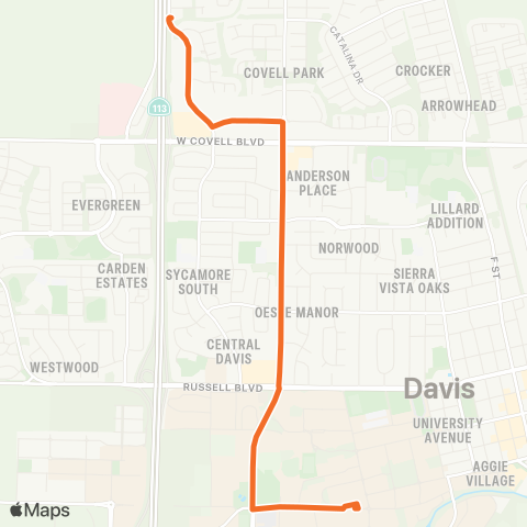 Unitrans Anderson / Alvarado / N Sycamore / Silo Term map