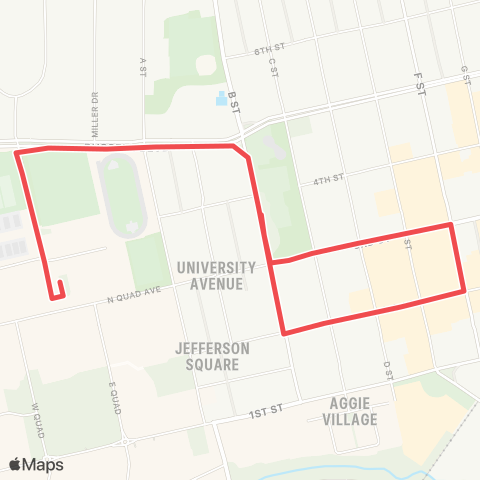 Unitrans Farmers Market Shuttle map