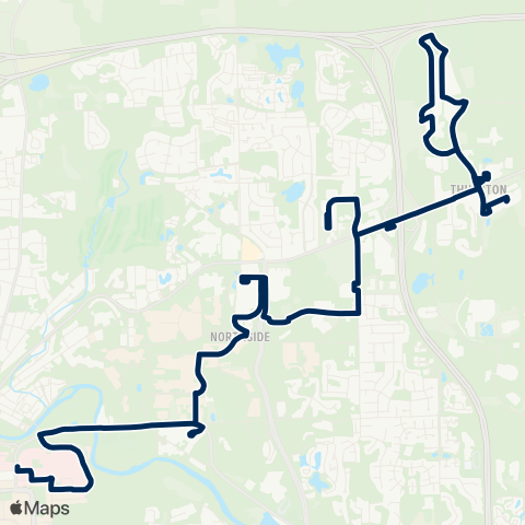 U-M Transit North-East Shuttle map