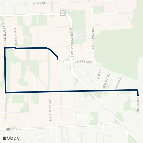 U-M Transit Oxford Shuttle map