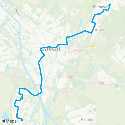 U-OV Nieuwegein - Utrecht CS - Bilthoven map