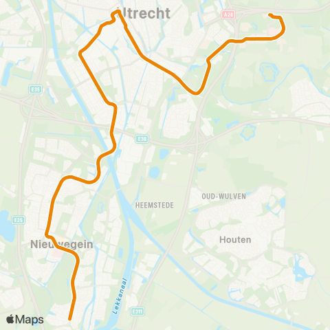 U-OV Science Park - Utrecht CS - Nieuwegein map