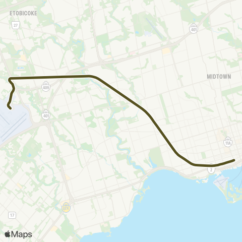 Metrolinx Union Pearson Express map