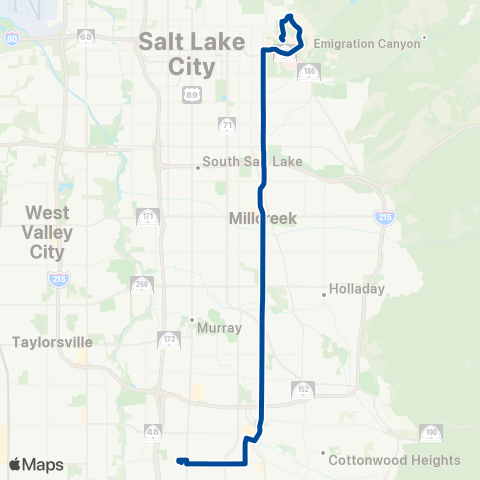 UTA 1300 East / 1100 East map