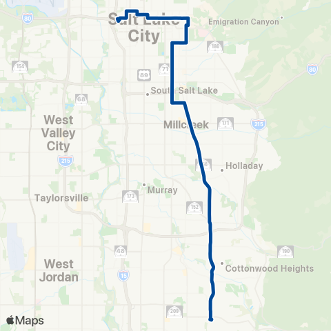 UTA Highland Drive / 1300 East map