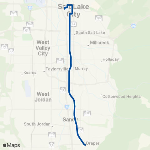 UTA 701 Blue Line map