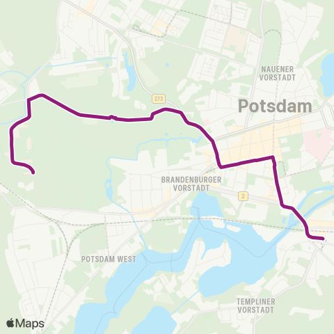 Verkehrsbetrieb Potsdam S Potsdam Hbf ↔︎ Neues Palais map