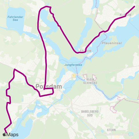 Verkehrsbetrieb Potsdam Pirschheide Bhf ↔︎ Kirschallee map