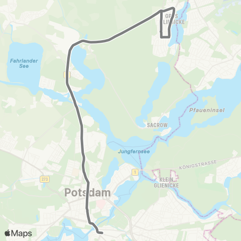 Verkehrsbetrieb Potsdam S Potsdam Hbf ↔︎ Birkenweg map