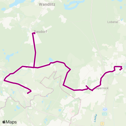 Barnimer Busgesellschaft Bhf ↔︎ Bernau S-Friedenstal map