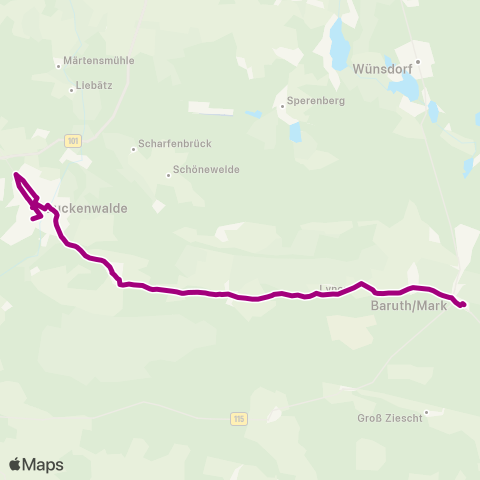 Verkehrsgesellschaft Teltow-Fläming Merzdorfer Str. ↔︎ Bhf map