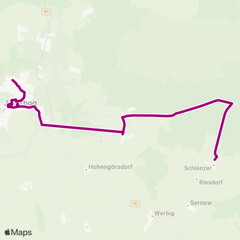 Verkehrsgesellschaft Teltow-Fläming Ort ↔︎ Busbahnhof map