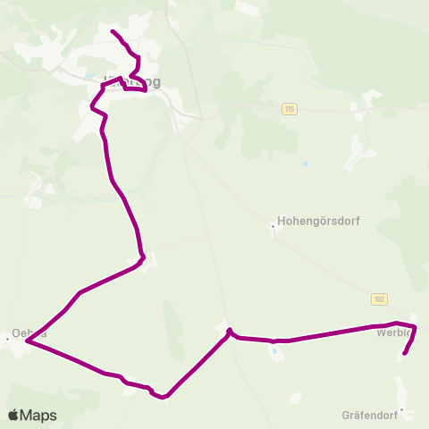 Verkehrsgesellschaft Teltow-Fläming Dorfstr. ↔︎ Busbahnhof map