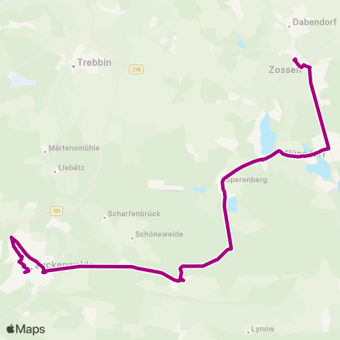 Verkehrsgesellschaft Teltow-Fläming Bhf ↔︎ Heidestr. map