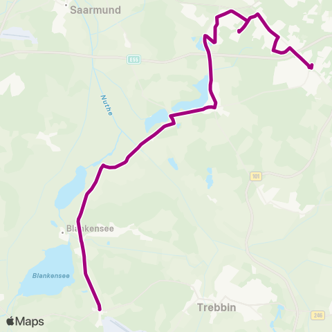 Verkehrsgesellschaft Teltow-Fläming Schule ↔︎ Dorfaue map