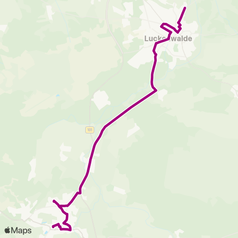 Verkehrsgesellschaft Teltow-Fläming Busbahnhof ↔︎ Krankenhaus map