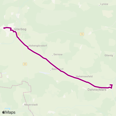 Verkehrsgesellschaft Teltow-Fläming Luckauer Str. ↔︎ Bhf map