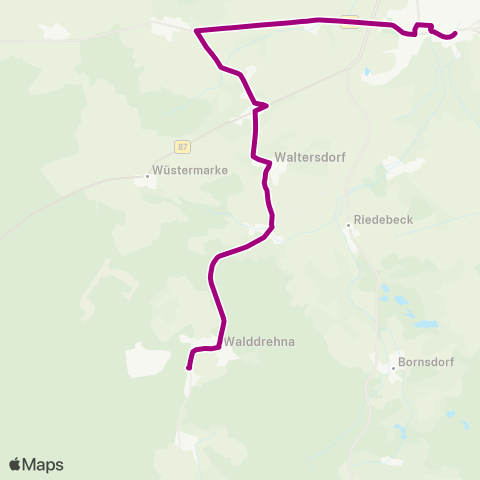 Regionale Verkehrsgesellschaft Dahme-Spreewald Wehnsdorf ↔︎ Busbahnhof map