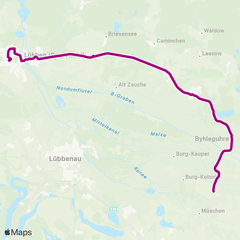 Regionale Verkehrsgesellschaft Dahme-Spreewald Bleske ↔︎ Bhf map