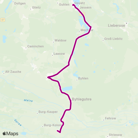 Regionale Verkehrsgesellschaft Dahme-Spreewald Bleske ↔︎ Schule map