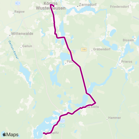 Regionale Verkehrsgesellschaft Dahme-Spreewald Markt ↔︎ S Königs Wusterhausen Bhf map