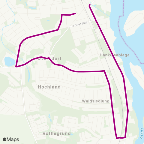 Regionale Verkehrsgesellschaft Dahme-Spreewald Delmenhorster Str. ↔︎ S Zeuthen map