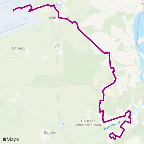 Regionale Verkehrsgesellschaft Dahme-Spreewald Flughafen Ber ↔︎ Bettina-Von-Arnim-Str. map