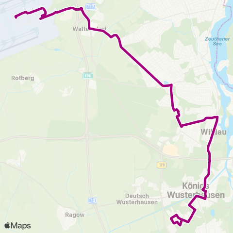 Regionale Verkehrsgesellschaft Dahme-Spreewald Flughafen Ber ↔︎ Bettina-Von-Arnim-Str. map