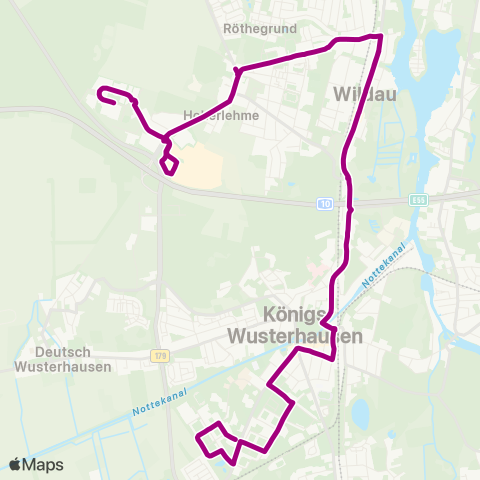 Regionale Verkehrsgesellschaft Dahme-Spreewald Gewerbepark Süd ↔︎ Bettina-Von-Arnim-Str. map