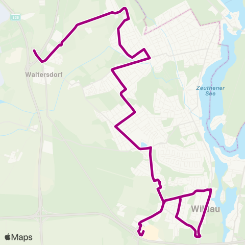 Regionale Verkehrsgesellschaft Dahme-Spreewald S Eichwalde ↔︎ Bohnsdorfer Weg map