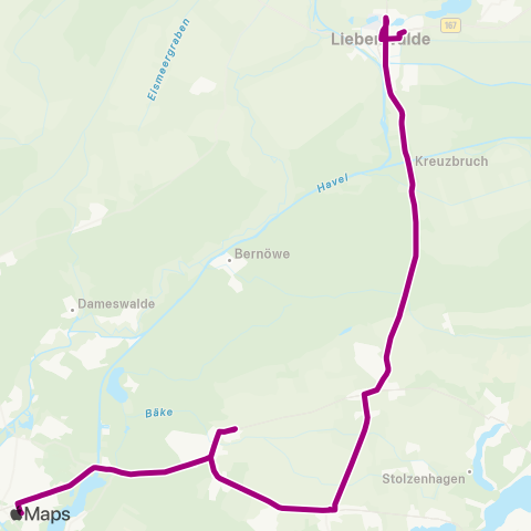 Oberhavel Verkehrsgesellschaft Hammerallee ↔︎ S Oranienburg Bhf map