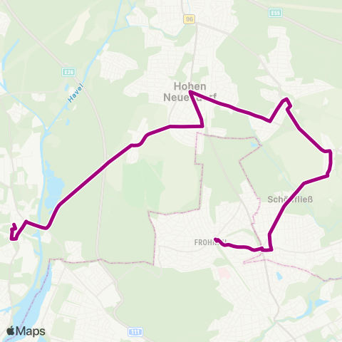 Oberhavel Verkehrsgesellschaft Zeltinger Platz ↔︎ S Hennigsdorf Bhf map