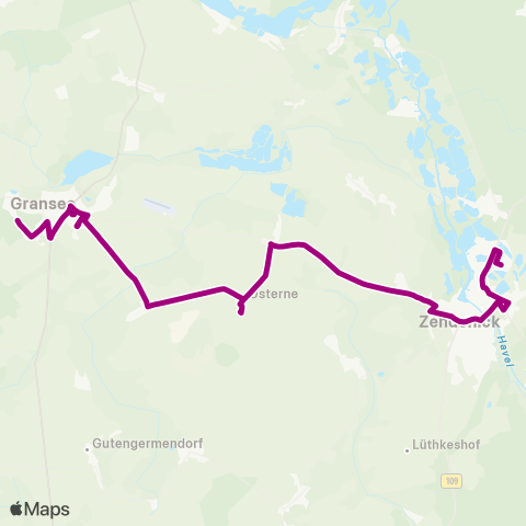 Oberhavel Verkehrsgesellschaft Libellenweg ↔︎ Grüner Weg map