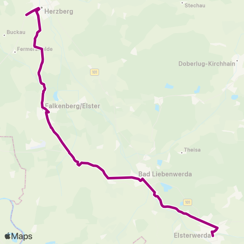 Verkehrsmanagement Elbe-Elster Kreiskrankenhaus ↔︎ Falkenberg map