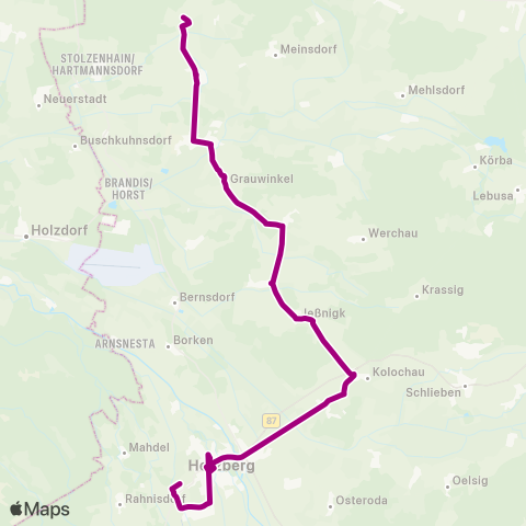 Verkehrsmanagement Elbe-Elster Hohenkuhnsdorf ↔︎ Kreiskrankenhaus map