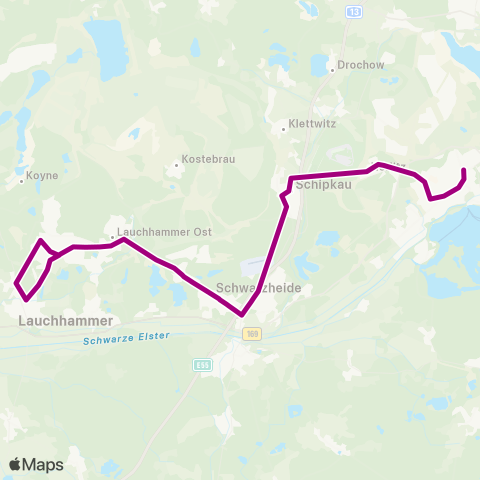 Verkehrsgesellschaft Oberspreewald-Lausitz Busbahnhof ↔︎ Heinrich-Zille-Str. map