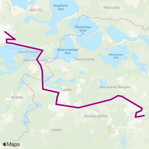 Verkehrsgesellschaft Oberspreewald-Lausitz Bhf ↔︎ Busbahnhof map