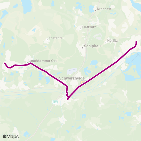 Verkehrsgesellschaft Oberspreewald-Lausitz D.-Heßmer-Platz ↔︎ Busbahnhof map