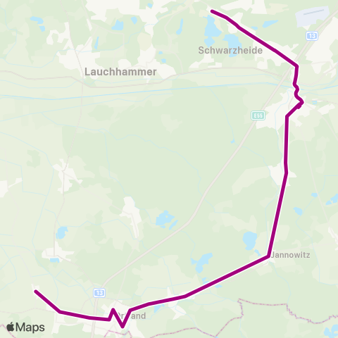 Verkehrsgesellschaft Oberspreewald-Lausitz Busbahnhof ↔︎ Schmiede map